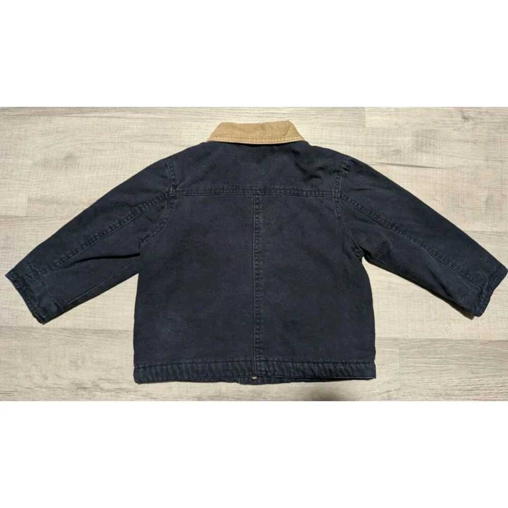 Gymboree Work Chore Jacket with Corduroy Collar and Snaps Boy's Sz 2T-3T Navy